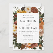 Boho Autumn Floral Frame Wedding Einladung (Vorderseite)