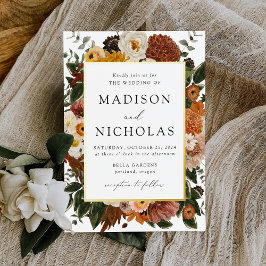 Boho Autumn Floral Frame Wedding Folieneinladung