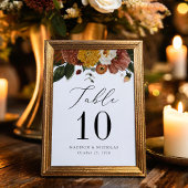 Boho Autumn Floral Personalisiert Wedding Tischnummer