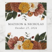 Boho Autumn Floral Personalisiert Wedding Weinetikett (Einzelnes Label)