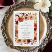 Boho Autumn Floral QR Code Wedding Invitation Einladung