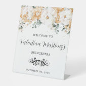 Boho Autumn Floral Quinceanera Willkommen Sockelschild (Vorderseite)
