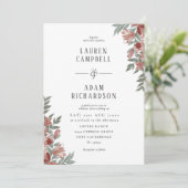 Boho Autumn Floral Terracotta Wedding Einladung (Stehend Vorderseite)