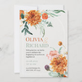 Boho Autumn Floral Watercolor Hochzeit Einladung (Vorderseite)