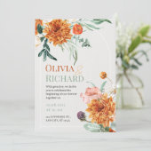 Boho Autumn Floral Watercolor Hochzeit Einladung (Stehend Vorderseite)