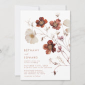 Boho Autumn Floral Wedding Einladung (Vorderseite)