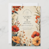 Boho Autumn Floral Wedding Einladung (Vorderseite)