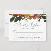 Boho Autumn Floral Wedding Meal RSVP Karte (Vorderseite)