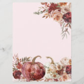 Boho Autumn Floral Wedding Menu Menükarte (Rückseite)