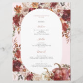 Boho Autumn Floral Wedding Menu Menükarte (Vorderseite)