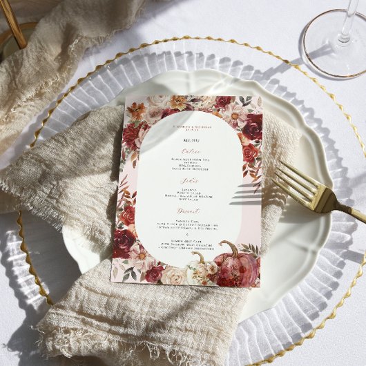 Boho Autumn Floral Wedding Menu Menükarte