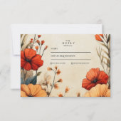 Boho Autumn Floral Wedding RSVP Karte (Vorderseite)
