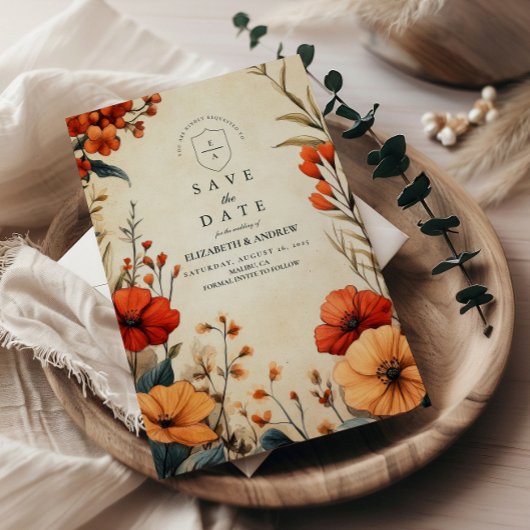 Boho Autumn Floral Wedding Save The Date