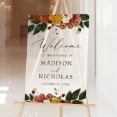 Boho Autumn Floral Wedding Willkommen Mattiert Acrylschild