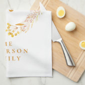 Boho Autumn Floral Wreath | Personalisierter Name Geschirrtuch (Viertel Falte)