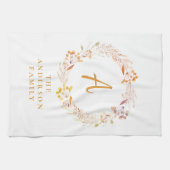 Boho Autumn Floral Wreath | Personalisierter Name Geschirrtuch (Horizontal)