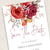 Boho Autumn Florals Foto Overlay QR Code Wedding Save The Date