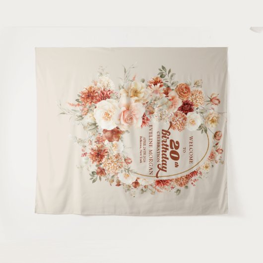 Boho autumn garden spices orange 20th birthday wandteppich (Vorderseite (Horizontal))