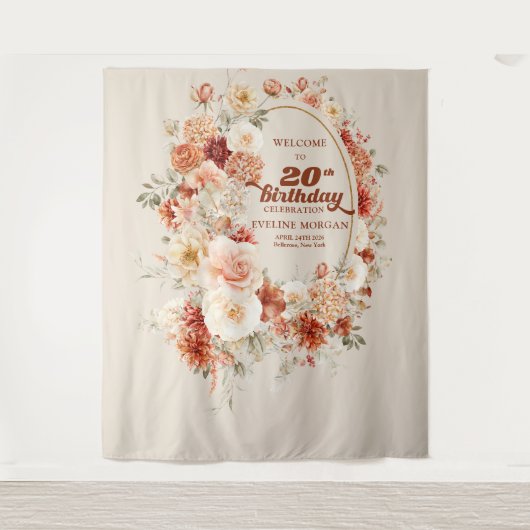 Boho autumn garden spices orange 20th birthday wandteppich (Vorderseite)