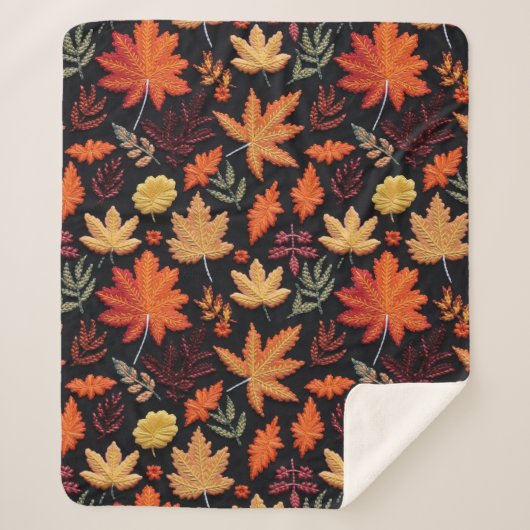 Boho Autumn Leaves Sherpadecke (Vorderseite)