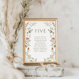 Boho Autumn Meadow Floral Wedding Table Zahlen Tischnummer