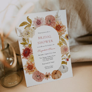 Boho Autumn Mums and Pumpkins Brautparty Einladung