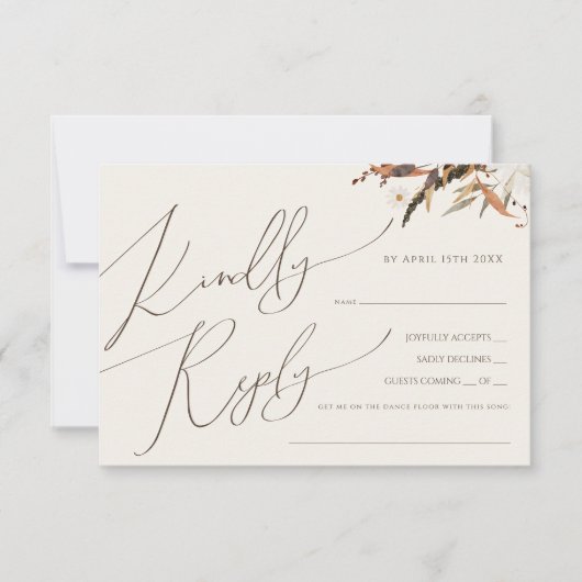 Boho Autumn | Peking Horizontal Menu Choice UAWG RSVP Karte (Vorderseite)