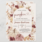 Boho Autumn Pumpkin Floral Baby Shower Einladung (Vorne/Hinten)