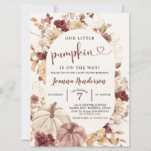 Boho Autumn Pumpkin Floral Baby Shower Einladung