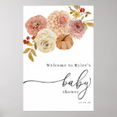 Boho Autumn Pumpkin Girl Babydusche Poster (Vorne)