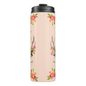 Boho Autumn Reindeer Lashers Floral Deer Antlers Thermosbecher (Vorderseite)