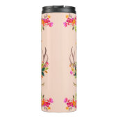 Boho Autumn Reindeer Lashers Floral Deer Antlers Thermosbecher (Rückseite)