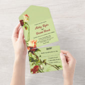 Boho Autumn Sage Green Rustic Fall Floral Wedge All In One Einladung (Abreißen)