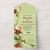 Boho Autumn Sage Green Rustic Fall Floral Wedge All In One Einladung (Innen Boden)