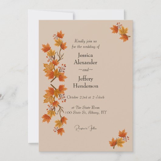 Boho Autumn Wedding Einladung (Vorderseite)