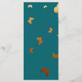 Boho Autumn Wedding Kupfer und Aquamarin Butterfly Menükarte (Rückseite)