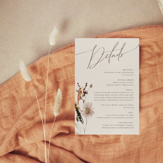 Boho Autumn Wildblume | Beige Details Begleitkarte