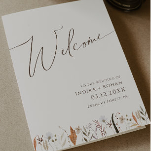Boho Autumn Wildblume Beige FaltWedding Programm