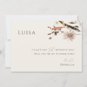 Boho Autumn Wildblume | Beige Flower Girl Card Einladung (Rückseite)