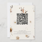 Boho Autumn Wildblume | Beige Foto Frame QR Code Save The Date (Rückseite)