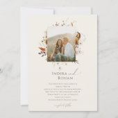 Boho Autumn Wildblume | Beige Foto-Rahmen-Hochzeit Einladung (Vorderseite)
