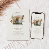 Boho Autumn Wildblume | Beige Foto-Rahmen-Hochzeit Einladung