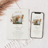 Boho Autumn Wildblume | Beige Foto-Rahmen-Hochzeit