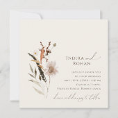 Boho Autumn Wildblume Beige Foto Square Wedding Einladung (Vorderseite)
