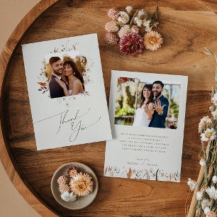 Boho Autumn Wildblume Beige Fotos Dankeskarte