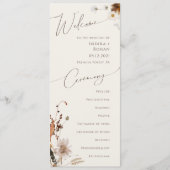 Boho Autumn Wildblume | Beige Hochzeitsprogramm Programm (Vorderseite)