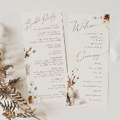 Boho Autumn Wildblume | Beige Hochzeitsprogramm Programm