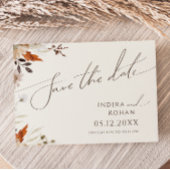 Boho Autumn Wildblume | Beige Horizontal Save The Date