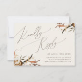 Boho Autumn Wildblume | Beige Horizontaler QR-Code RSVP Karte (Vorderseite)