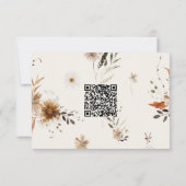 Boho Autumn Wildblume | Beige Horizontaler QR-Code RSVP Karte (Rückseite)